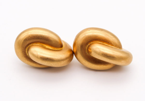 ANGELA CUMMINGS 1985 Geometric Bold Clips Earrings In Brushed 18Kt Yellow Gold