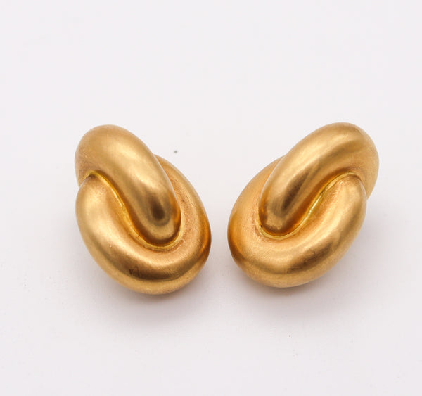 ANGELA CUMMINGS 1985 Geometric Bold Clips Earrings In Brushed 18Kt Yellow Gold