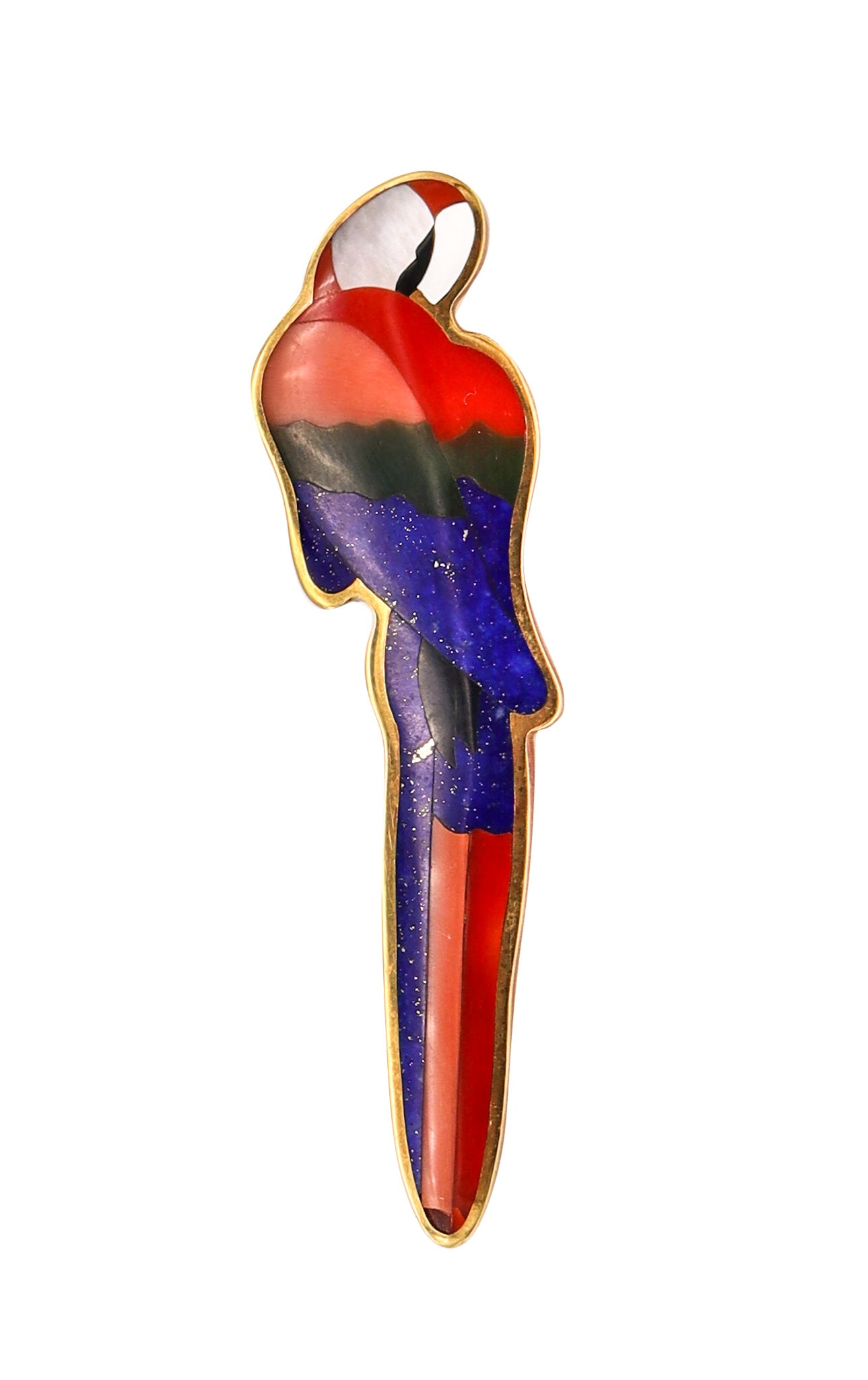 TIFFANY & CO. Angela Cummings Parrot Brooch In 18Kt Gold With Inlaid Gemstones