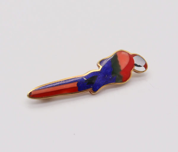 TIFFANY & CO. Angela Cummings Parrot Brooch In 18Kt Gold With Inlaid Gemstones