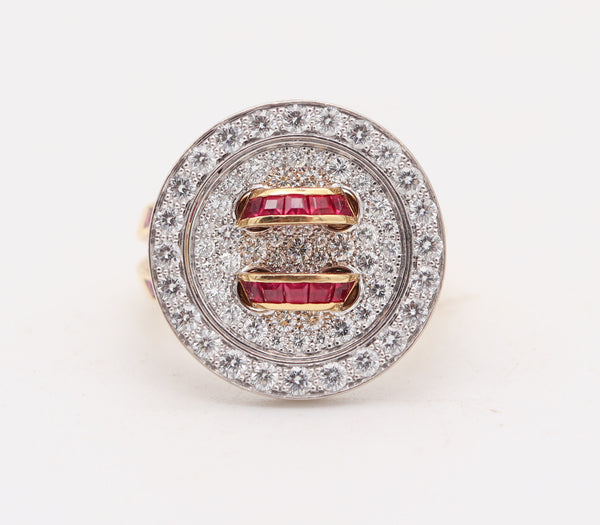 VAN CLEEF & ARPELS Paris Boutonnière Button Cocktail Ring With Rubies & Diamonds