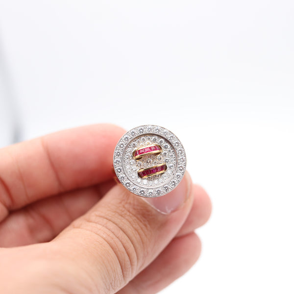 VAN CLEEF & ARPELS Paris Boutonnière Button Cocktail Ring With Rubies & Diamonds