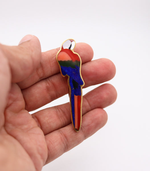 TIFFANY & CO. Angela Cummings Parrot Brooch In 18Kt Gold With Inlaid Gemstones