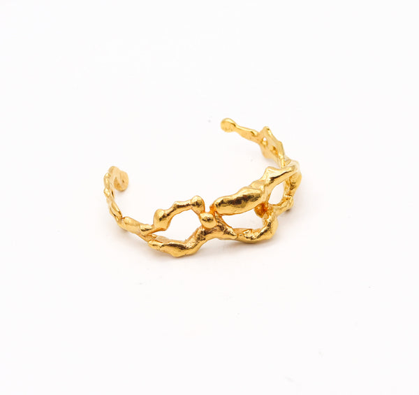 -Jean Mahie 1970 Paris Sculptural Cuff Bracelet In Solid 22Kt Yellow Gold