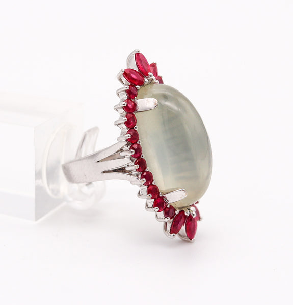 MIKIMOTO Navette Cocktail Ring In 14Kt Gold With 22.25 Ctw Moonstone And Rubies