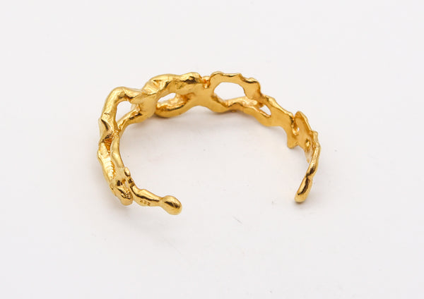 -Jean Mahie 1970 Paris Sculptural Cuff Bracelet In Solid 22Kt Yellow Gold
