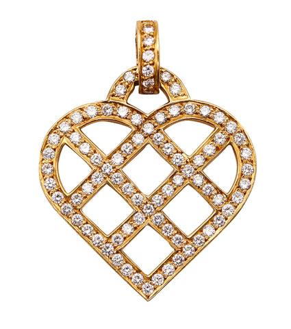 O. J. PERRIN Paris Geometric Heart Pendant in 18Kt Gold With 2.52 Ctw Diamonds