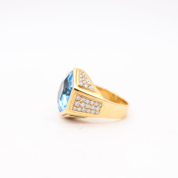 MARINA B. Hexagonal Exi Cocktail Ring In 18Kt Gold With Cwt. Topaz & VS Diamonds