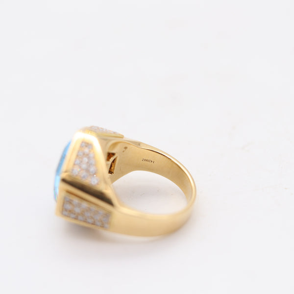 MARINA B. Hexagonal Exi Cocktail Ring In 18Kt Gold With Cwt. Topaz & VS Diamonds
