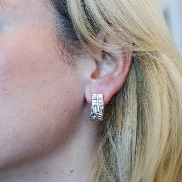 -Raymond Yard 1940 Art Deco Clips Earrings In Platinum With 5.52 Ctw In Diamonds