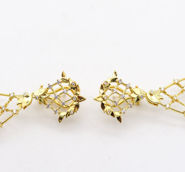 -Paul Morelli Classic Dangle Drop Earrings In 18Kt Yellow Gold With Diamonds