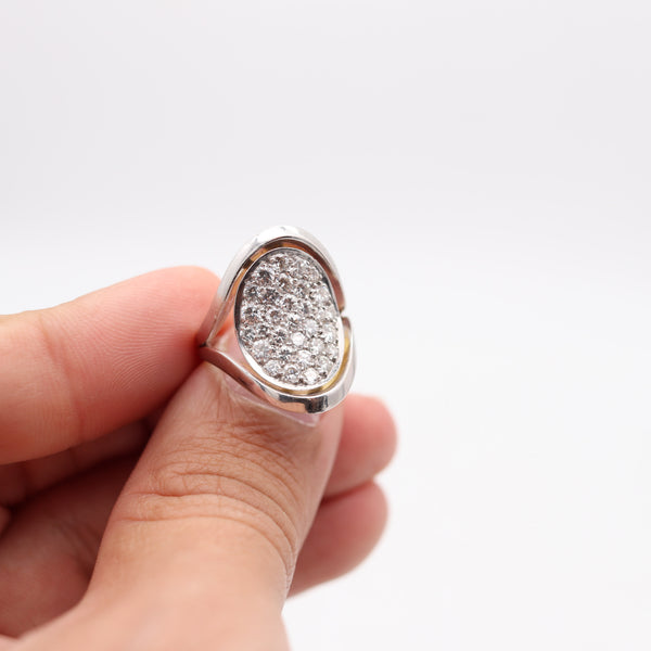 KURT WAYNE Cocktail Ring In 18Kt White Gold With 2.14 Cwt. In VVS Diamonds