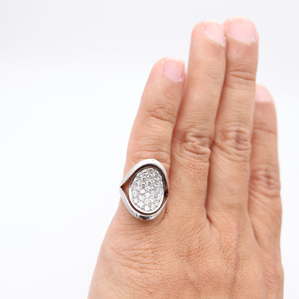 KURT WAYNE Cocktail Ring In 18Kt White Gold With 2.14 Cwt. In VVS Diamonds