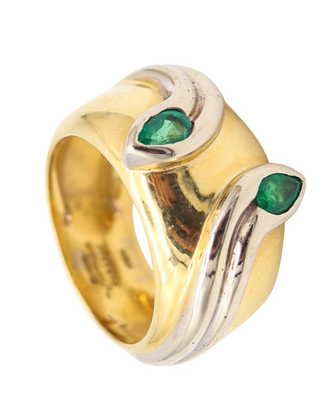 TIFFANY & CO. Snakes Cocktail Ring In Two Tones 18Kt Gold With Muzo Emeralds