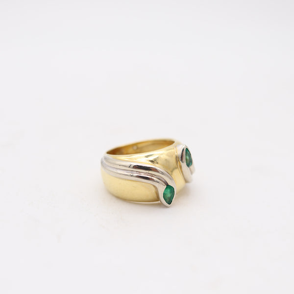 TIFFANY & CO. Snakes Cocktail Ring In Two Tones 18Kt Gold With Muzo Emeralds