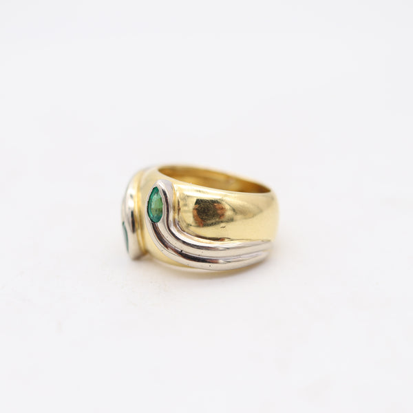 TIFFANY & CO. Snakes Cocktail Ring In Two Tones 18Kt Gold With Muzo Emeralds