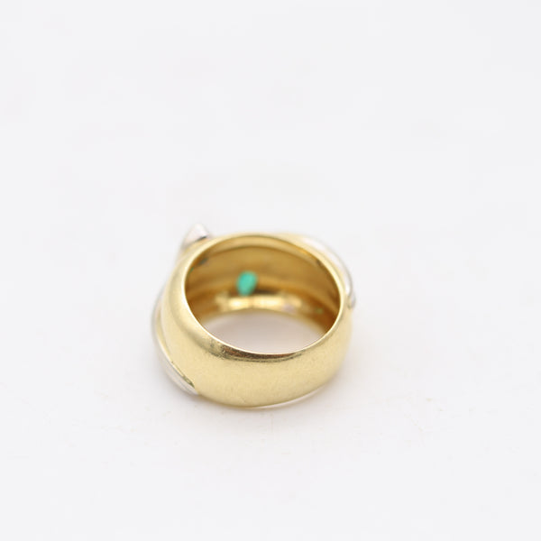 TIFFANY & CO. Snakes Cocktail Ring In Two Tones 18Kt Gold With Muzo Emeralds
