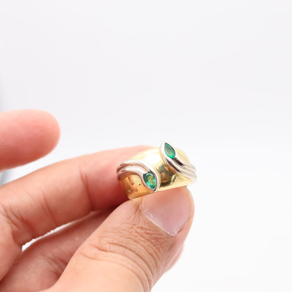 TIFFANY & CO. Snakes Cocktail Ring In Two Tones 18Kt Gold With Muzo Emeralds