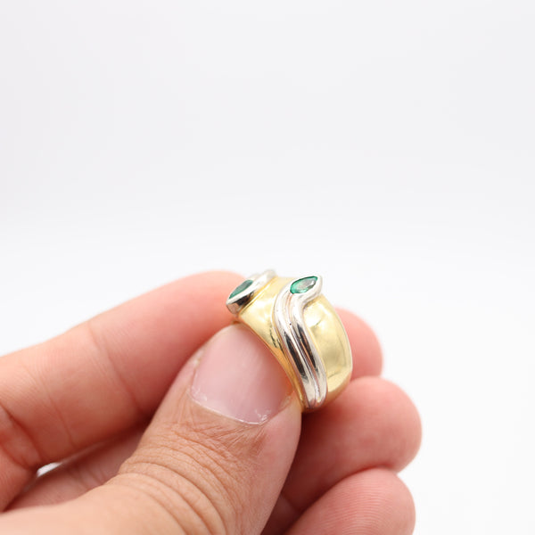 TIFFANY & CO. Snakes Cocktail Ring In Two Tones 18Kt Gold With Muzo Emeralds