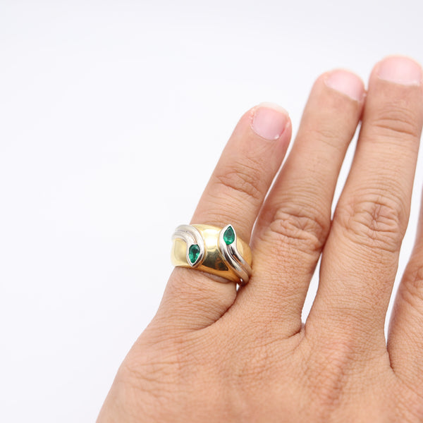 TIFFANY & CO. Snakes Cocktail Ring In Two Tones 18Kt Gold With Muzo Emeralds