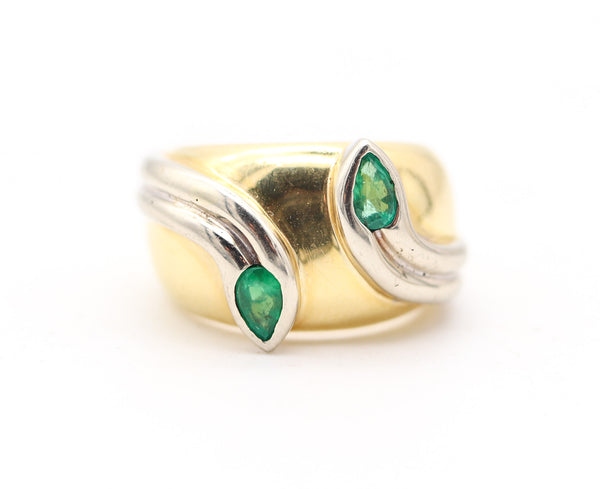 TIFFANY & CO. Snakes Cocktail Ring In Two Tones 18Kt Gold With Muzo Emeralds