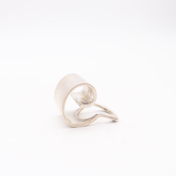 PEKKA PIEKÄINEN Finland Interrogative Symbol Sculptural Ring In .925 Sterling Silver