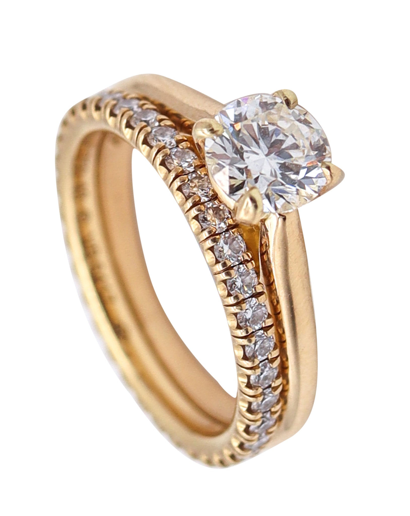 CARTIER Paris Gia Certified Rings Set In 18Kt Gold With 1.10 Cts H VS Diamonds