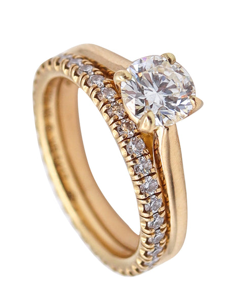 CARTIER Paris Gia Certified Rings Set In 18Kt Gold With 1.10 Cts H VS Diamonds