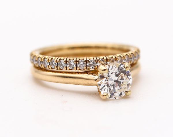 CARTIER Paris Gia Certified Rings Set In 18Kt Gold With 1.10 Cts H VS Diamonds