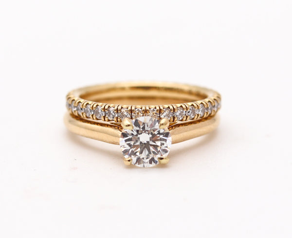 CARTIER Paris Gia Certified Rings Set In 18Kt Gold With 1.10 Cts H VS Diamonds