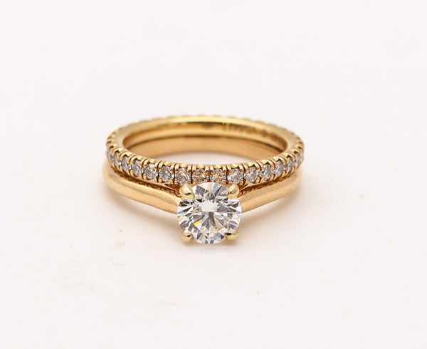 CARTIER Paris Gia Certified Rings Set In 18Kt Gold With 1.10 Cts H VS Diamonds