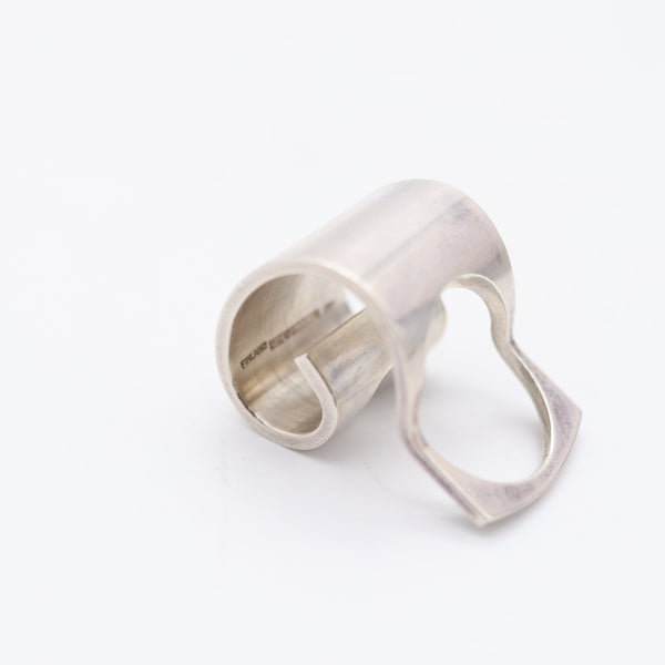 PEKKA PIEKÄINEN Finland Interrogative Symbol Sculptural Ring In .925 Sterling Silver