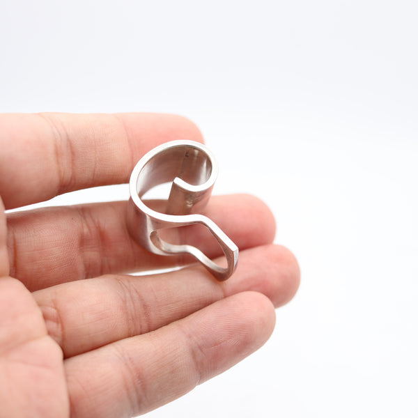 PEKKA PIEKÄINEN Finland Interrogative Symbol Sculptural Ring In .925 Sterling Silver