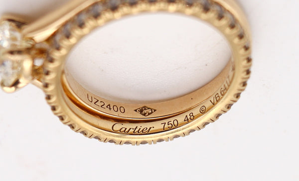 CARTIER Paris Gia Certified Rings Set In 18Kt Gold With 1.10 Cts H VS Diamonds