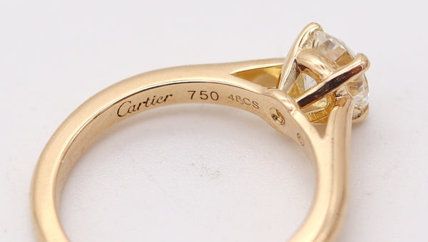 CARTIER Paris Gia Certified Rings Set In 18Kt Gold With 1.10 Cts H VS Diamonds