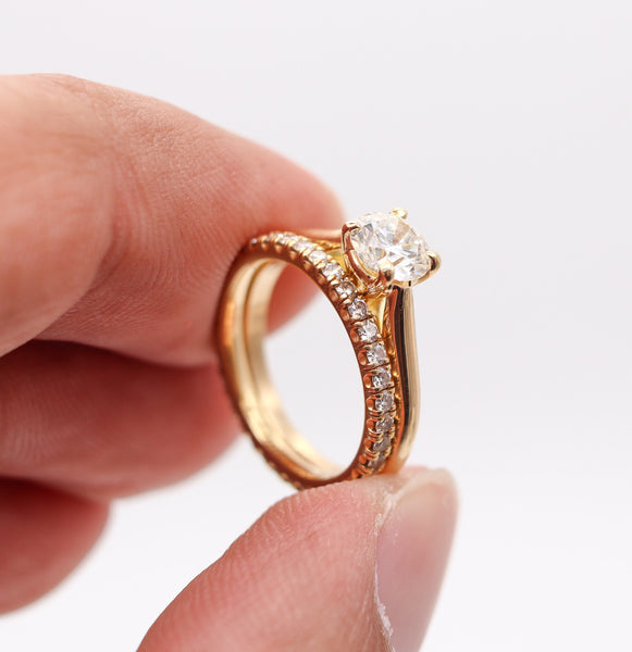CARTIER Paris Gia Certified Rings Set In 18Kt Gold With 1.10 Cts H VS Diamonds