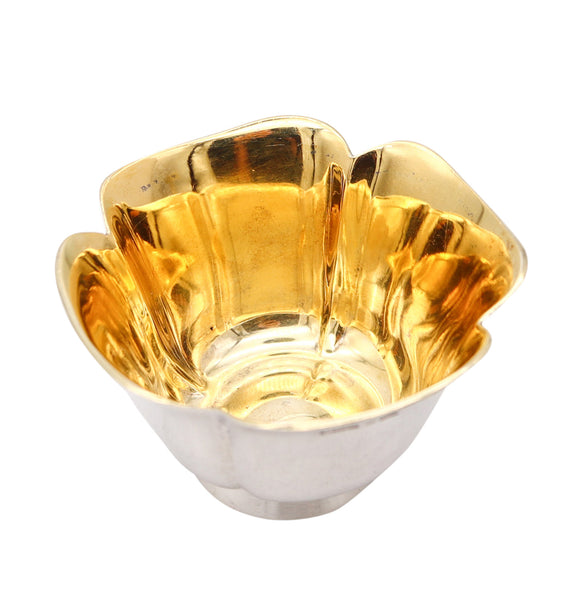 BVLGARI Roma 1970 Quatrefoil Vase In Solid .925 Sterling Silver & 24kt Gilding