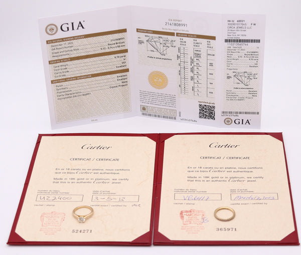 CARTIER Paris Gia Certified Rings Set In 18Kt Gold With 1.10 Cts H VS Diamonds