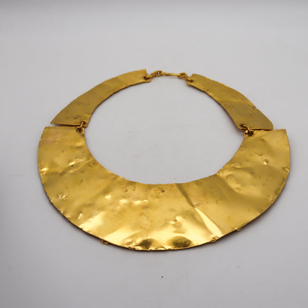 -Jean Mahie 1970 Paris Sculptural Collar Necklace In Solid 22Kt Yellow Gold