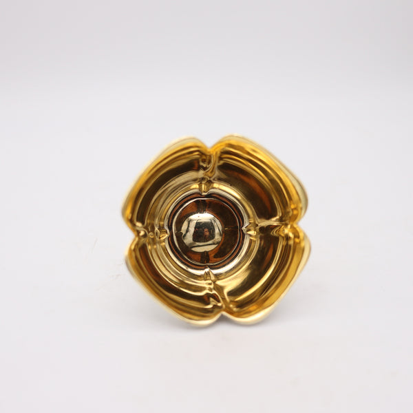 BVLGARI Roma 1970 Quatrefoil Vase In Solid .925 Sterling Silver & 24kt Gilding