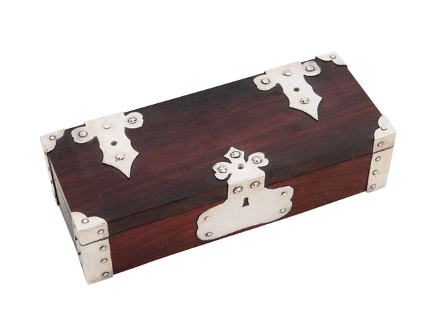 CARTIER 1950 Presentation Desk Box In Sterling Silver And Brown Wood In Box