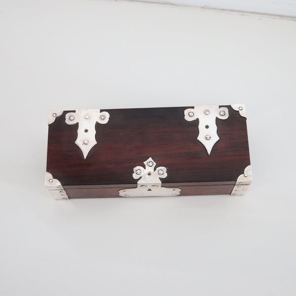 CARTIER 1950 Presentation Desk Box In Sterling Silver And Brown Wood In Box