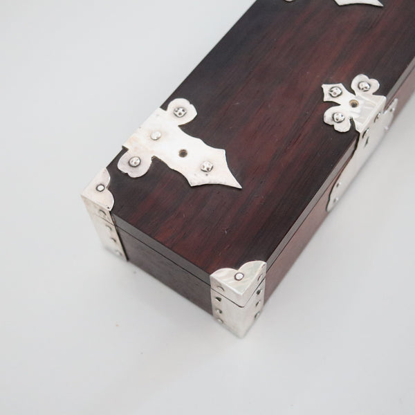 CARTIER 1950 Presentation Desk Box In Sterling Silver And Brown Wood In Box