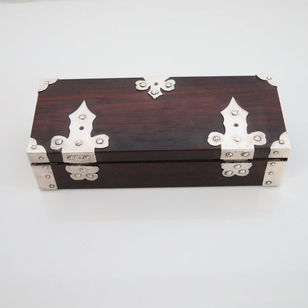 CARTIER 1950 Presentation Desk Box In Sterling Silver And Brown Wood In Box