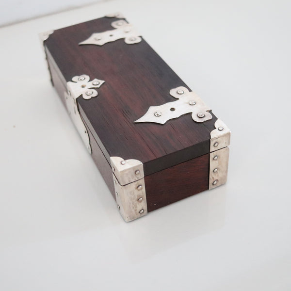 CARTIER 1950 Presentation Desk Box In Sterling Silver And Brown Wood In Box