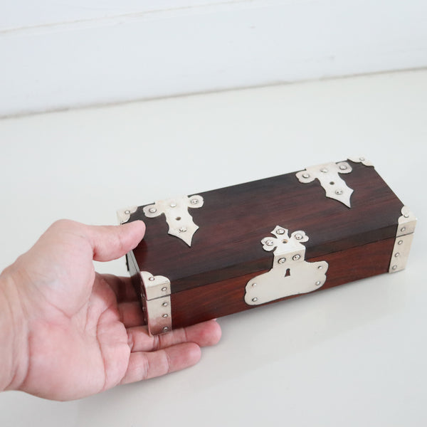 CARTIER 1950 Presentation Desk Box In Sterling Silver And Brown Wood In Box