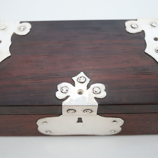 CARTIER 1950 Presentation Desk Box In Sterling Silver And Brown Wood In Box