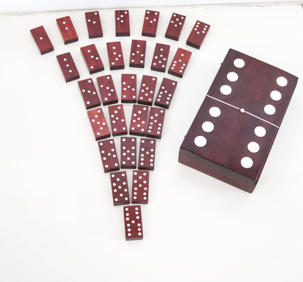 WILLIAM SPRATLING 1960 Dominoes Box Set In Carved Wood & .925 Sterling Silver