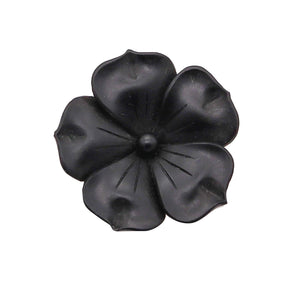 -French 1905 Edwardian Art Nouveau Black Onyx Flower Clip In 18Kt Yellow Gold