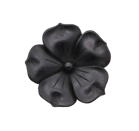 -French 1905 Edwardian Art Nouveau Black Onyx Flower Clip In 18Kt Yellow Gold